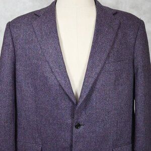 PRISTINE Southwick Herringbone Tweed Purple Sport Coat Blazer Dual Vent 46L USA